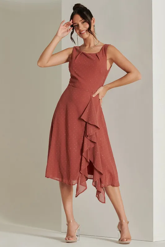 Embellished Frill Hem Chiffon Dress - Jolie Moi