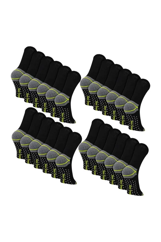 24 Pairs Mens Non Slip Durable Work Boot Socks - Sock Snob