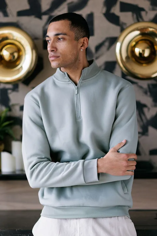 Funnel Neck 1/4 Zip Sweatshirt - Brave Soul