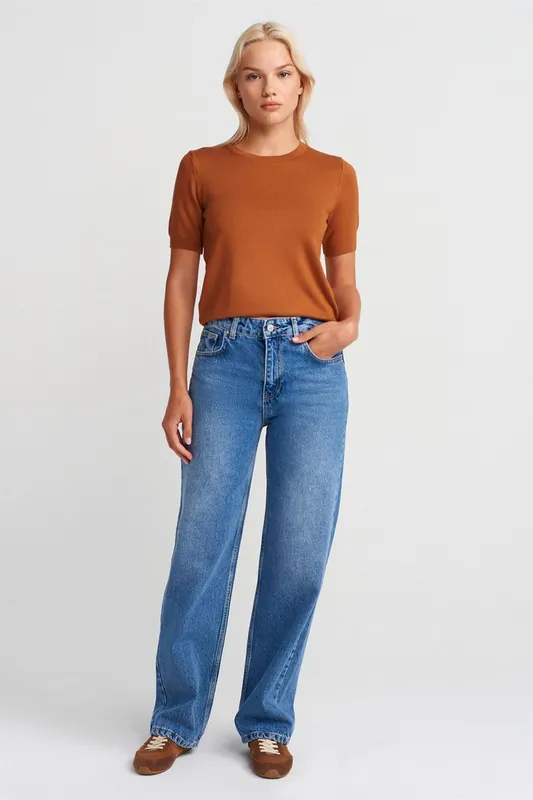 High Waist Straight Leg Cotton Denim Jeans - Dilvin