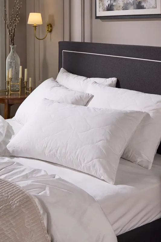 Snuggledown Luxury Cotton Quilted Pillow, Firm Support, 4 Pack