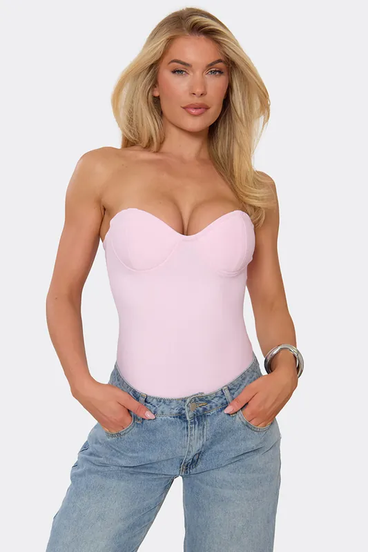 Corset Style Sleeveless Bandeau Bodysuit - EGO