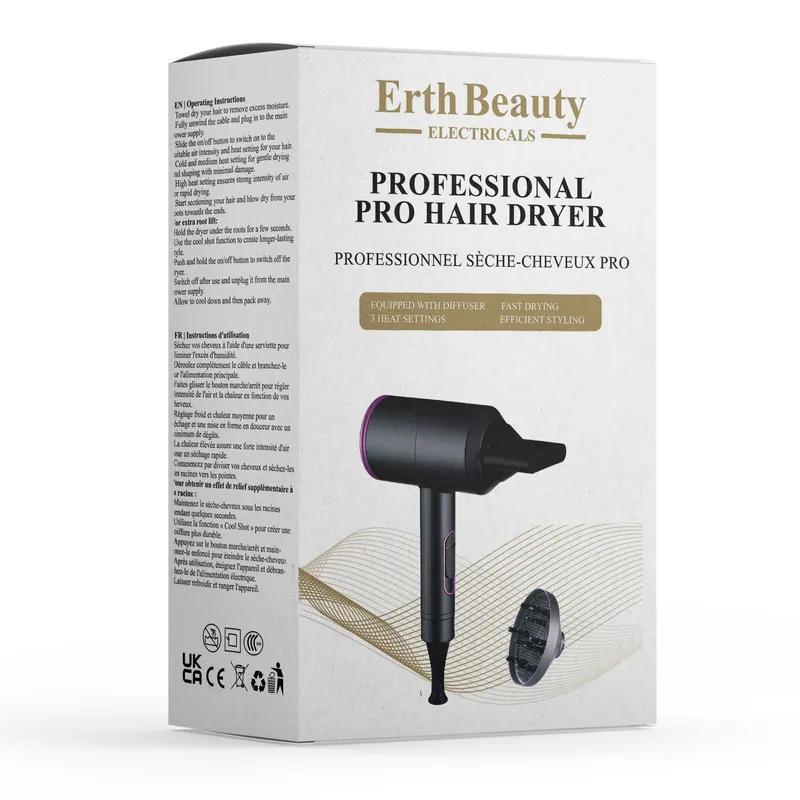 Professional Pro Hair Dryer Uk/ EU Plug - Erth Skin London