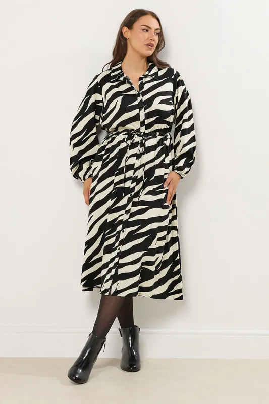 Printed Long Sleeve Shirt Dress - Yours