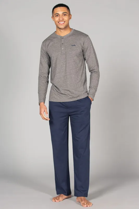 Cotton 2-Piece Long Sleeve Top and Jersey Bottoms Pyjama Set
