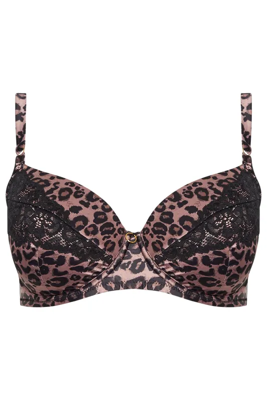 Leopard Print Satin T-Shirt Bra