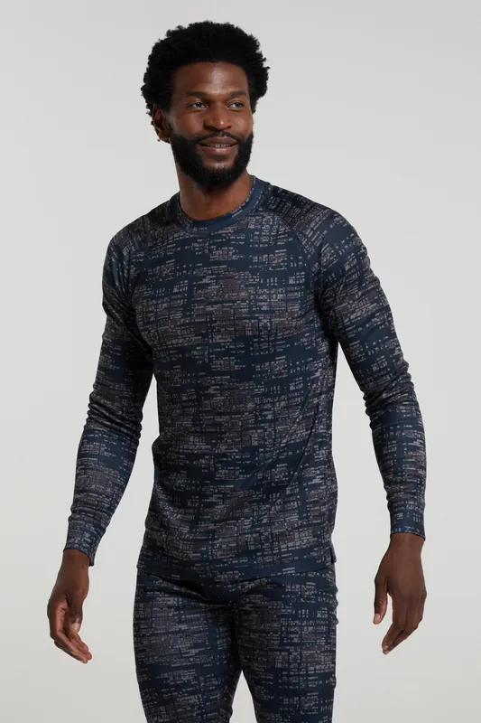 Talus' Quick Wick Lightweight Breathable Warm Printed Round Neck Top - Mountain Warehouse