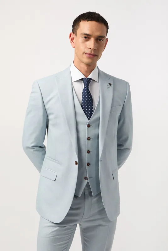Blake Pale Blue Slim Fit Jacket - Antique Rogue