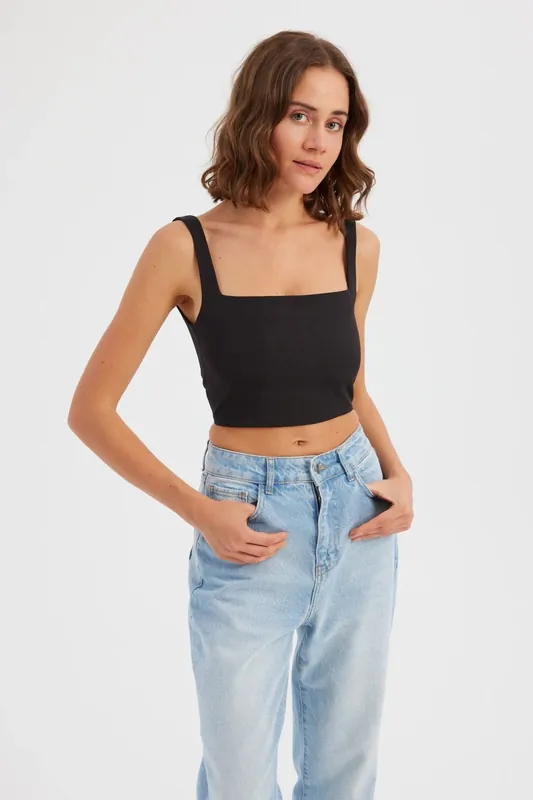 Square-Neck Sleeveless Top