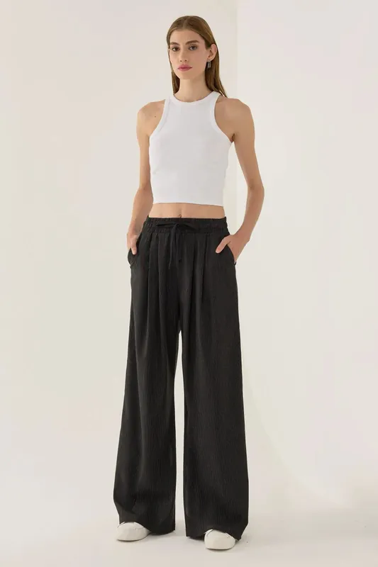 Wide Leg Elastic Waist Pants - Hiccup