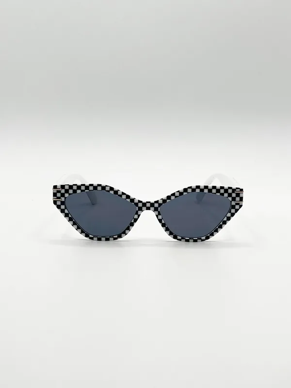Angular Sunglasses in Black and White Check - SVNX