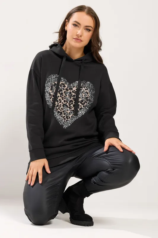 Leopard Heart Sequin Hoodie - Yours