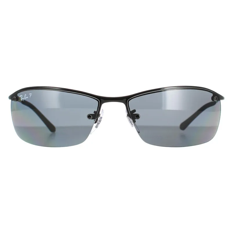 Wrap Shiny Black Polarized Grey Sunglasses - Ray-Ban