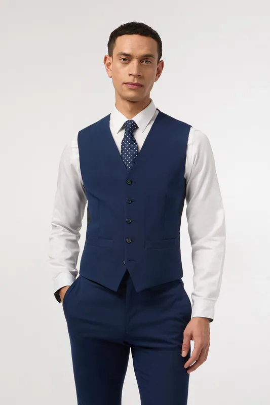 Montrose Bright Blue Slim Fit Waistcoat - Antique Rogue