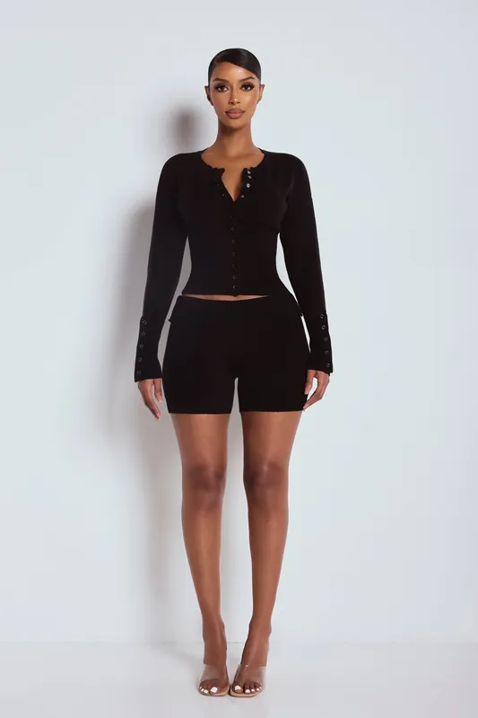 The Knit Shorts Black - LEMONLUNAR