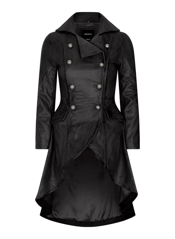 Gothic Tail Coat Double Breasted Leather Jacket - TruClothing