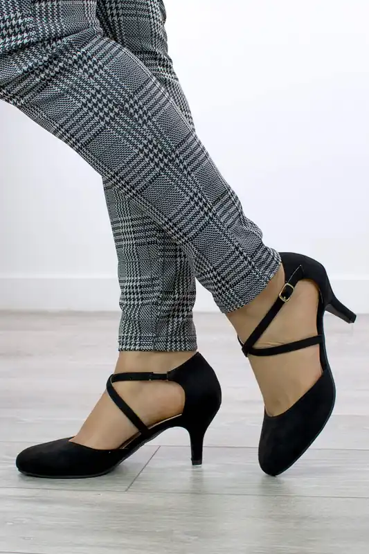 High Heel Crossed Straps Court Shoes - AJVANI
