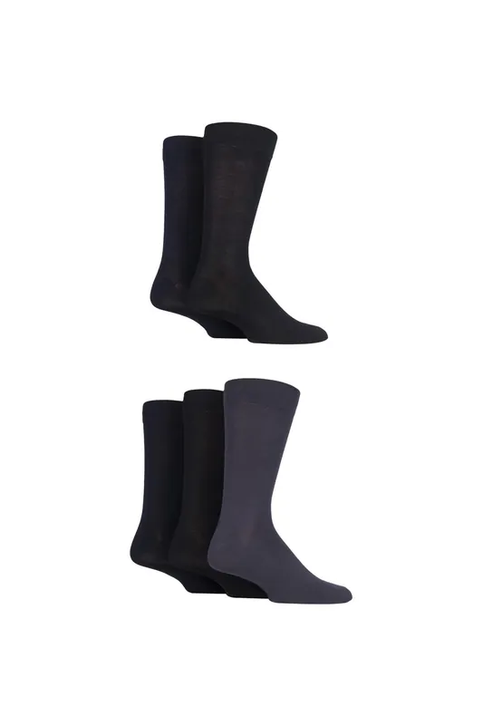 5 Pair Plain, Striped and Patterned Bamboo Socks - SOCKSHOP