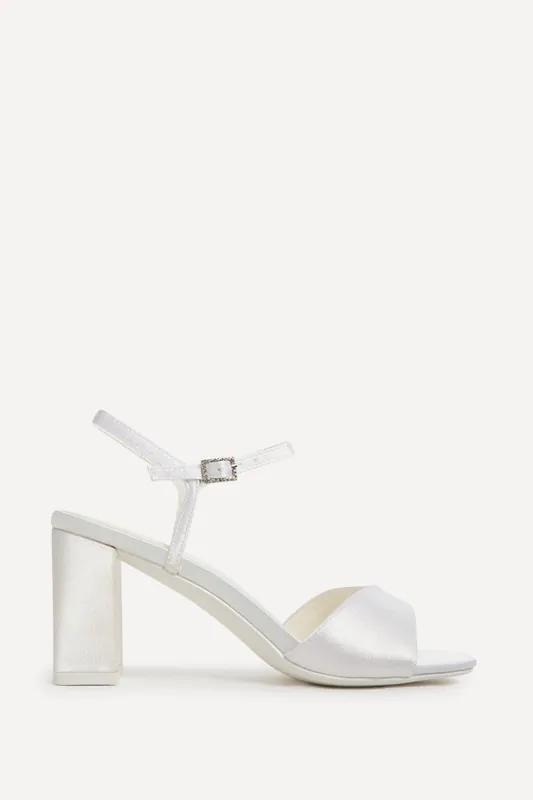 Juliette Bridal Ivory Satin Block Heeled Sandals - Linzi