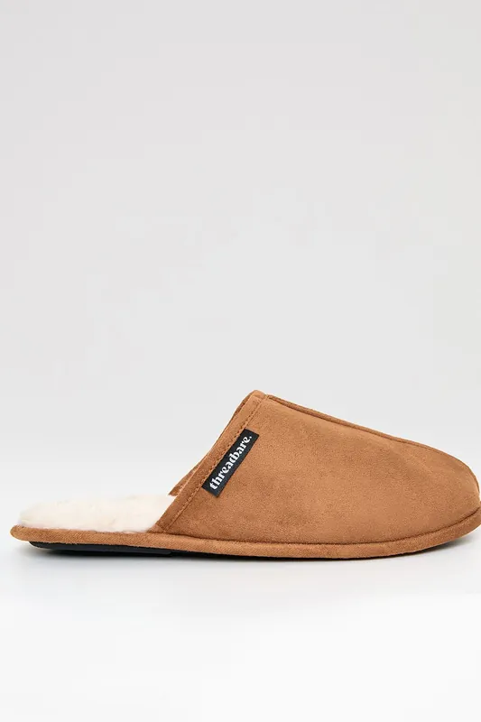 Faux Fur Lined Slip On Mule Slippers - Threadbare