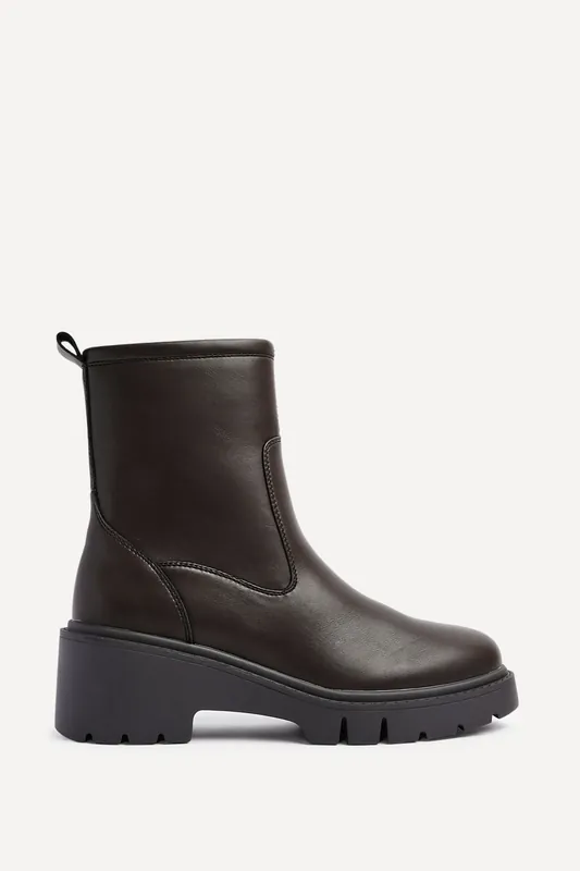 Limited Brown Faux Leather Ankle Boot - Linzi