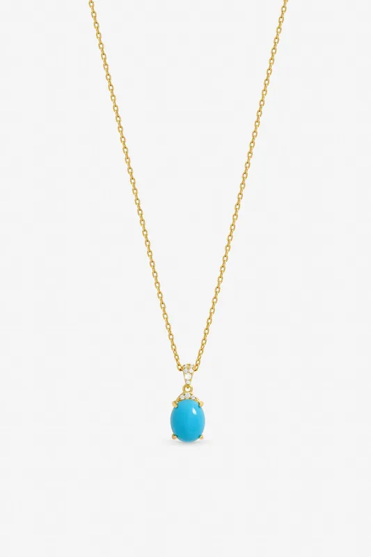Gold Plated and Turquoise Stone Pendant - Jon Richard
