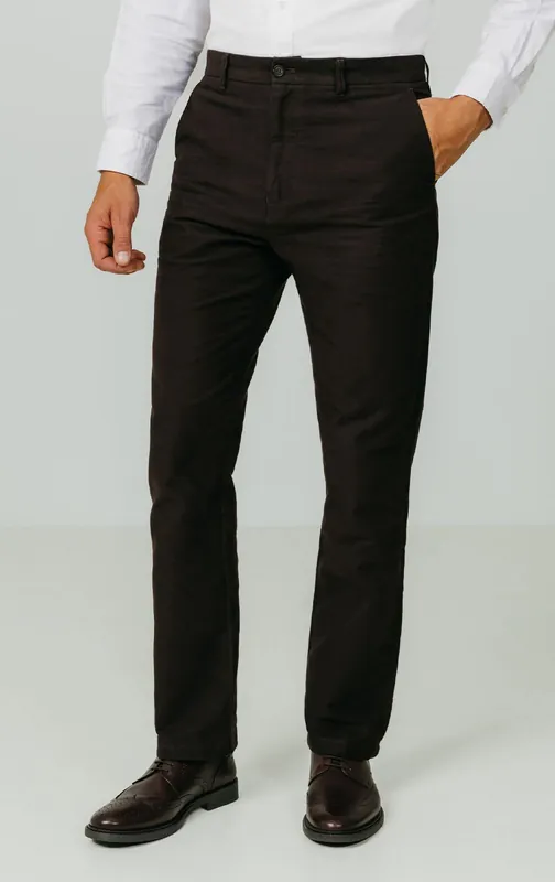 Dark Brown Moleskin Trousers - Dobell