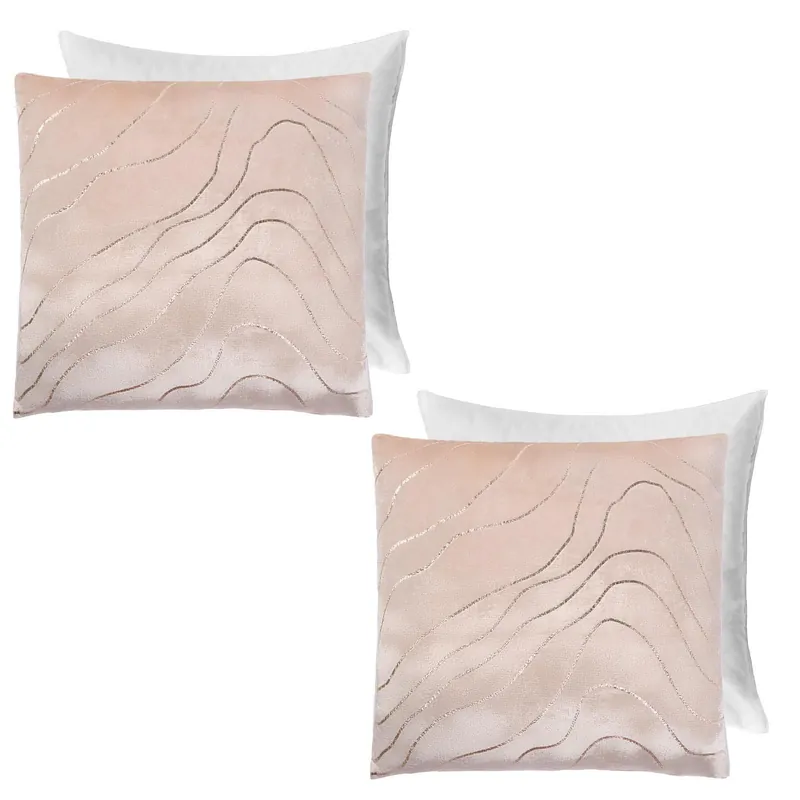 2 Pack Metallic Wave Filled Cushion Covers Home Decor Set - OHS