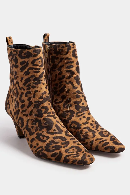 Leopard Print Heeled Ankle Boots - Long Tall Sally