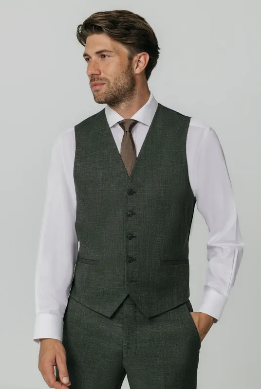 Green Weave Waistcoat - Dobell