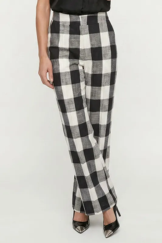 Zena Flared Check Trouser - Lily and Lionel
