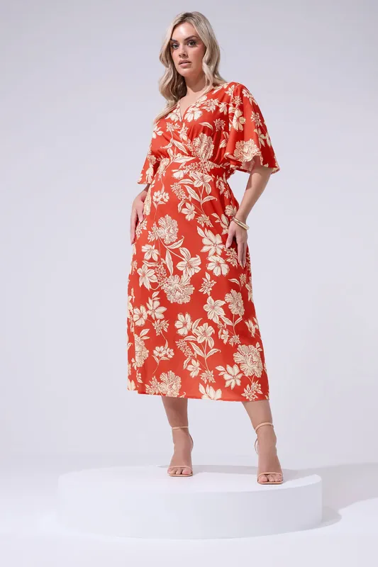 Floral Linen Look Wrap Dress - Yours