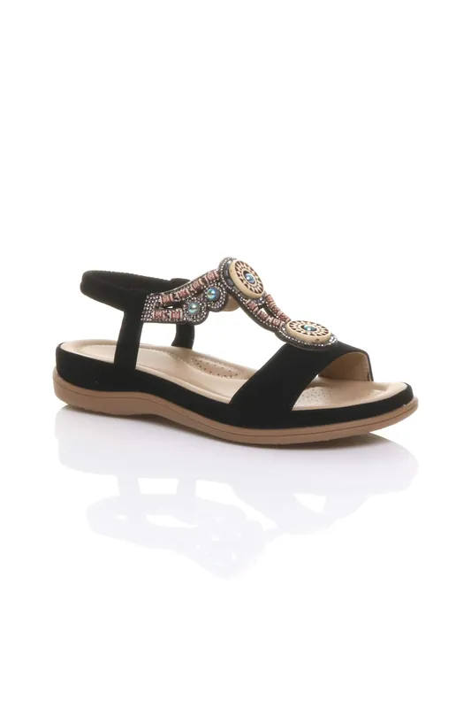 Slingback Beaded T-Bar Sandals