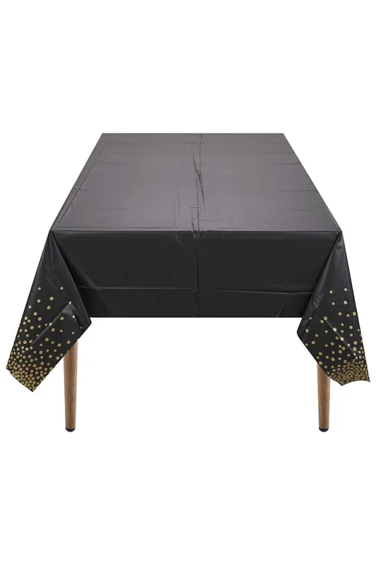 Black With Gold PVC Table Cover, 137cm x 274cm - Neel Blue