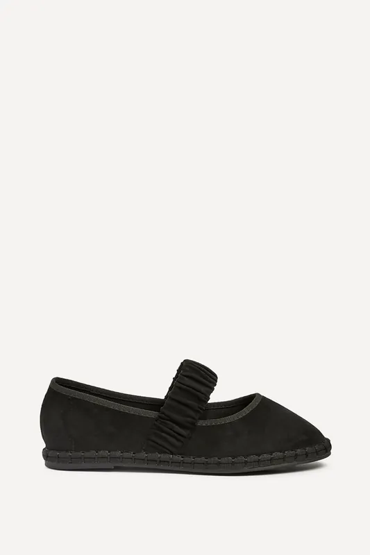 Lorella Black Faux Suede Mary Jane Pumps - Linzi