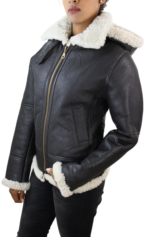 Aviator Hood Shearling Sheepskin Jacket - TruClothing