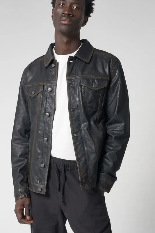 Real Leather Trucker Jacket - Barneys Originals