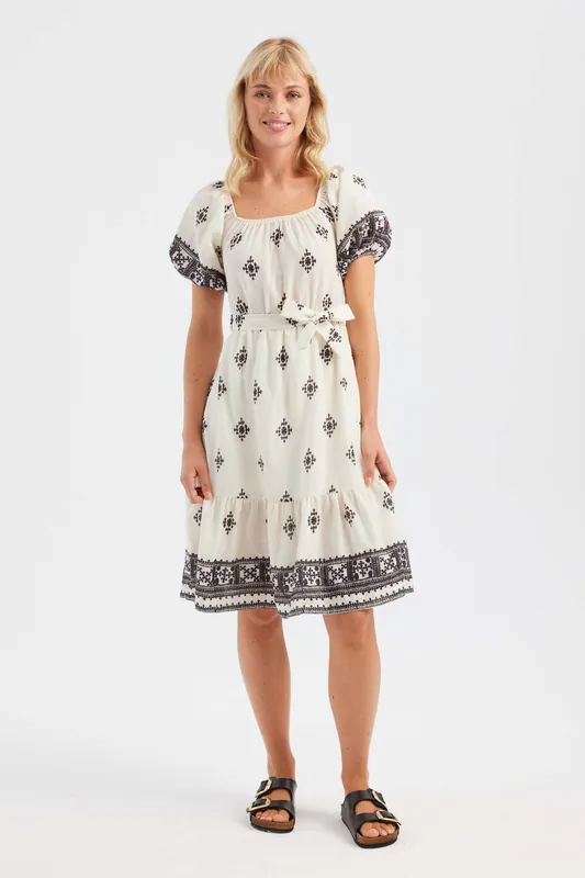 Printed Off Shoulder Midi Dress - Hiccup