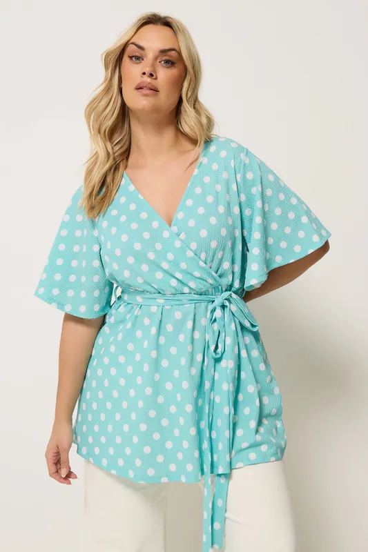 Polka Dot Print Wrap Top - Yours