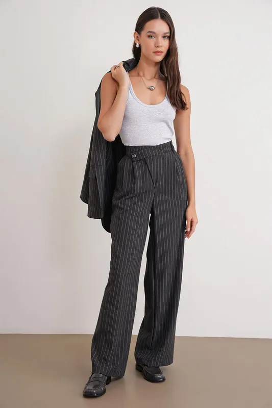 High Waist Straight Leg Pants - MixRay