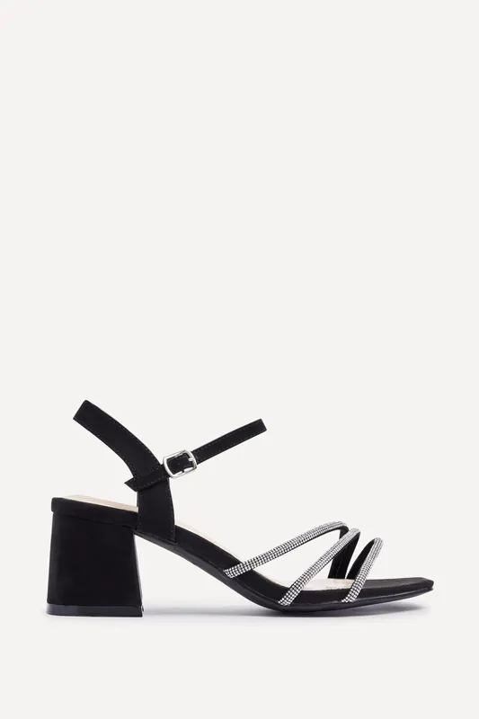Mariah Wide Fit Black Suede Open Back Heel - Linzi