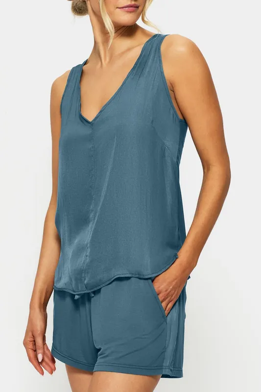 Raye Satin Jersey Vest - Knickerbox