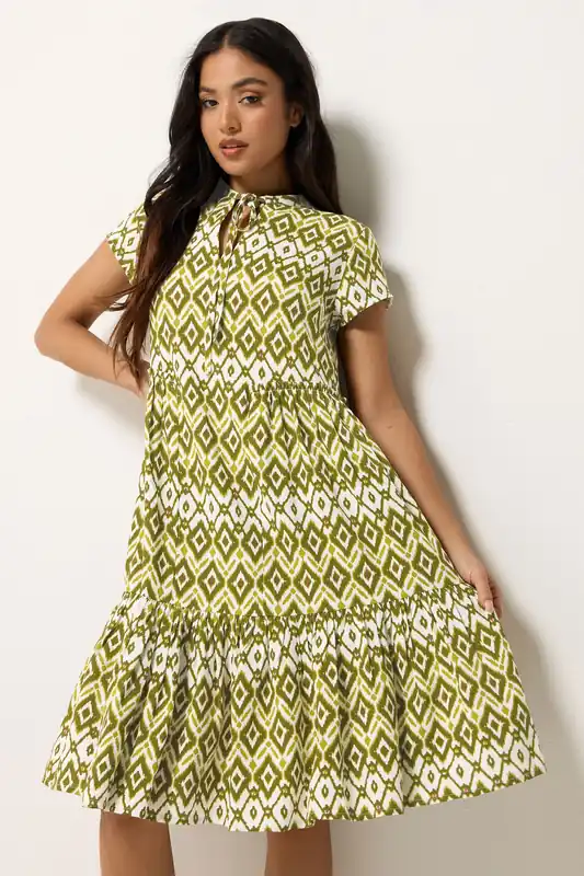Petite Abstract Smock Midi Dress - PixieGirl