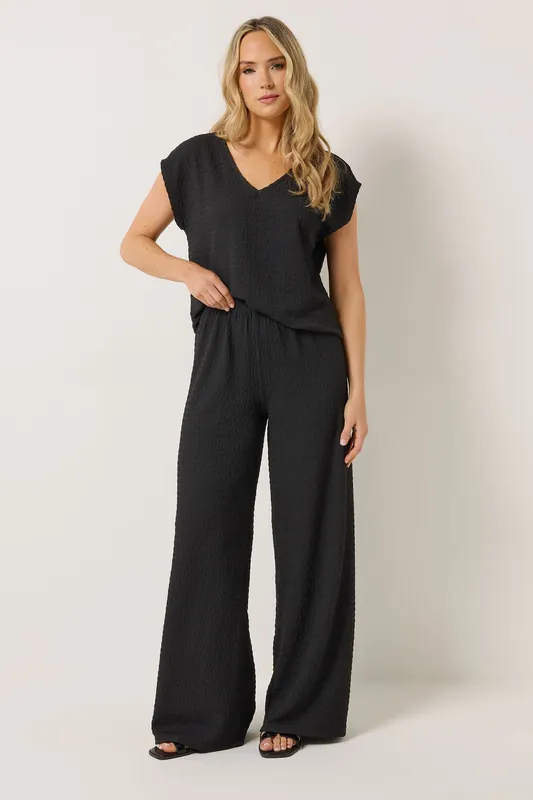 Tall Textured Wide Leg Trousers - Long Tall Sally
