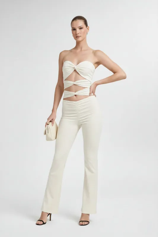 Cut-Out Knot Front Bodycon Jumpsuit