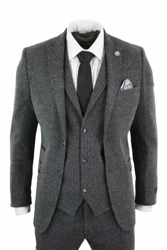 3 Piece Herringbone Tweed Suit - Infinity Leather