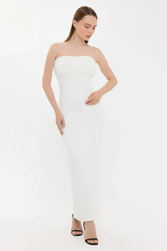 Strapless Bodycon Maxi Dress with Side Slit - Hiccup