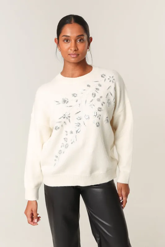 Ivory Sparkling Sequins Jumper - Blue Vanilla