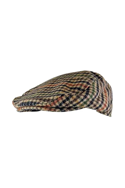 Houndstooth Plaid Wool Blend Newsboy Flat Cap - Sock Snob