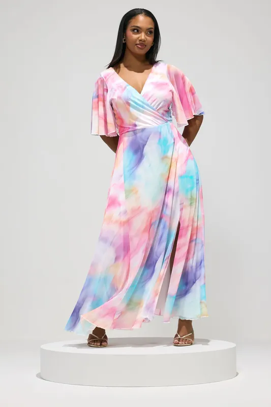 Blurred Abstract Wrap Dress - Yours